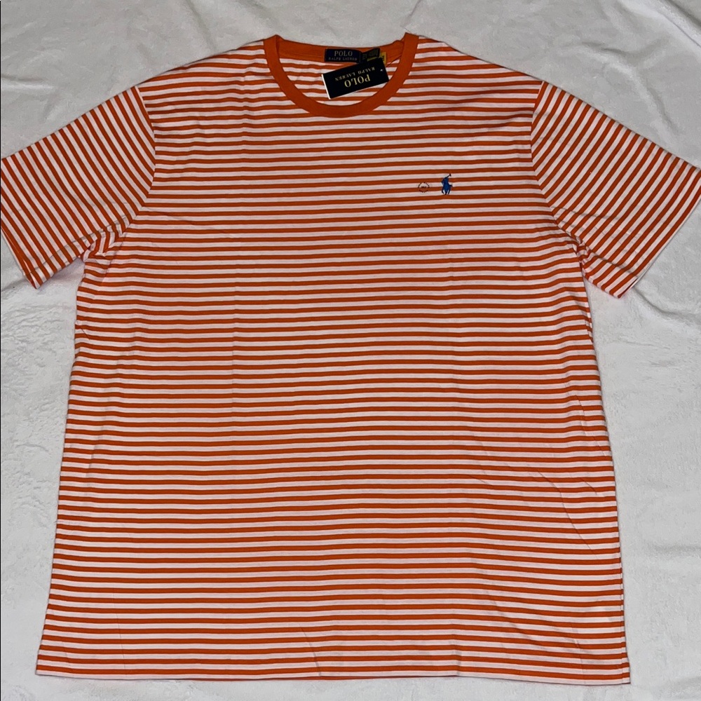 Polo Ralph Lauren Big & Tall Men's 3XLT  Crew-Neck T-Shirt Striped Orange white